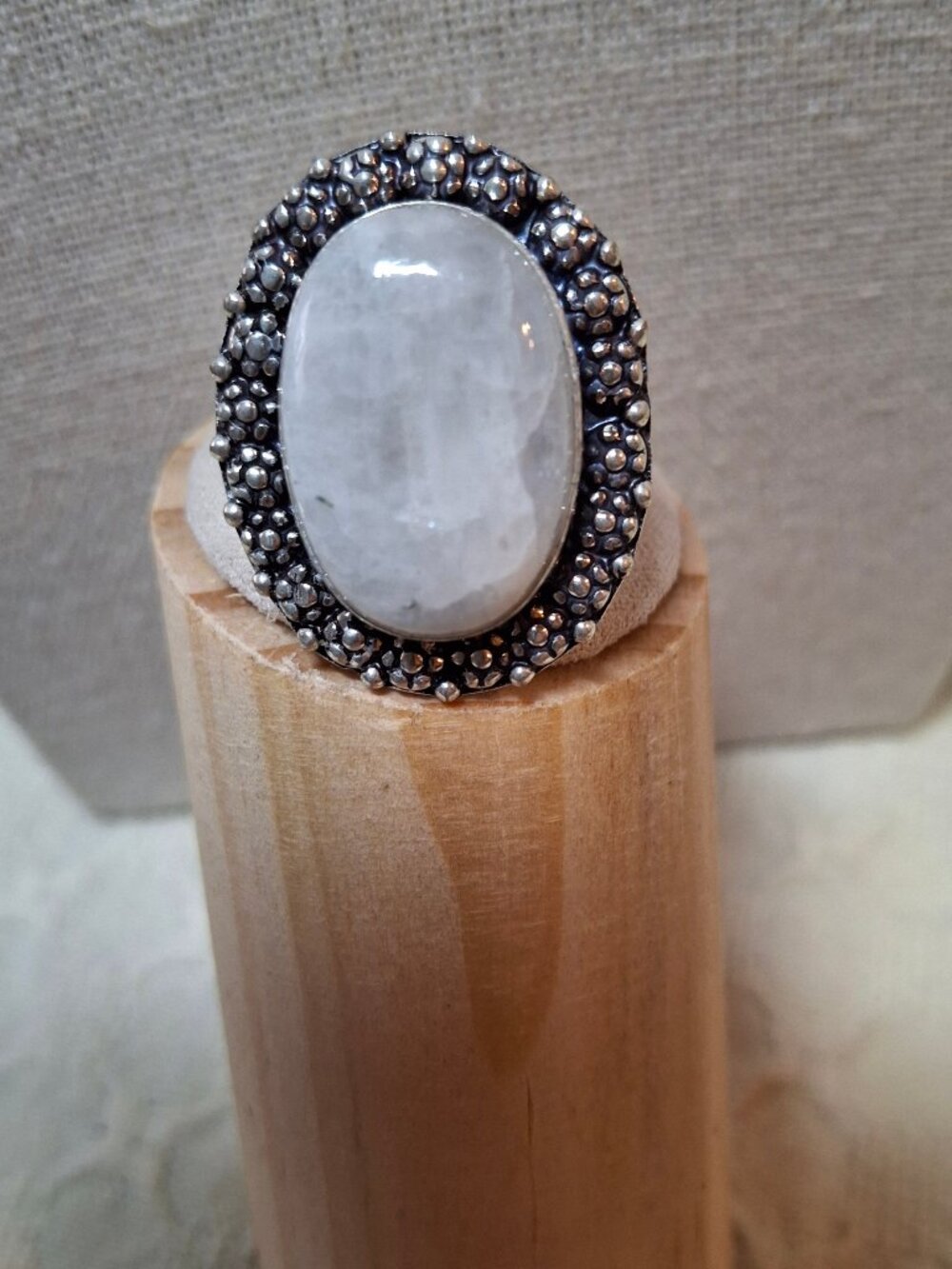 Ethnic Handmade Rainbow Moonstone Gemstone Ring Size 7.5 NWOT 426 #2